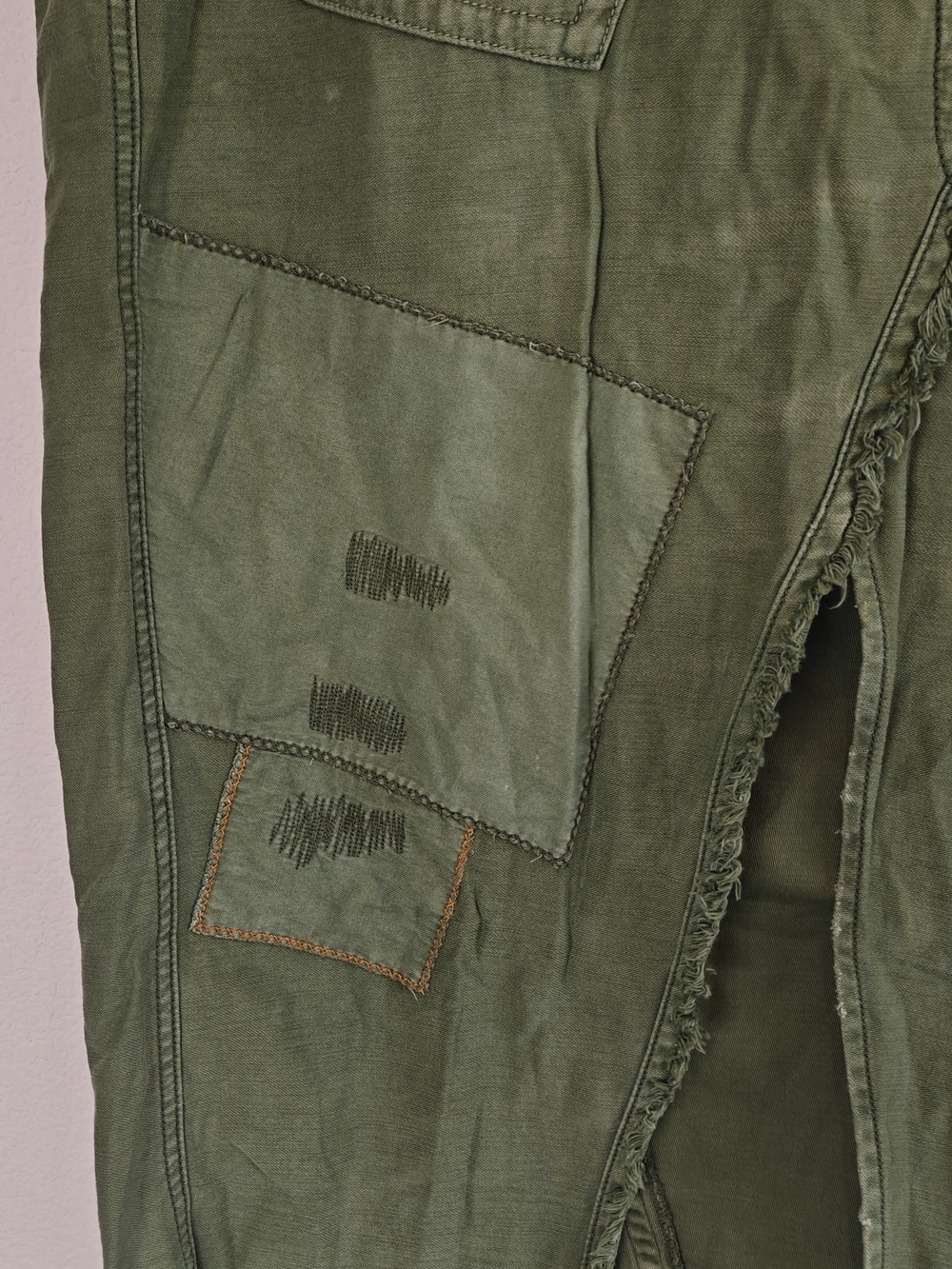 Free People Army Green Utility Wrap Midi Skirt Boho Cargo Patchwork Cotton L - Picture 4 of 11